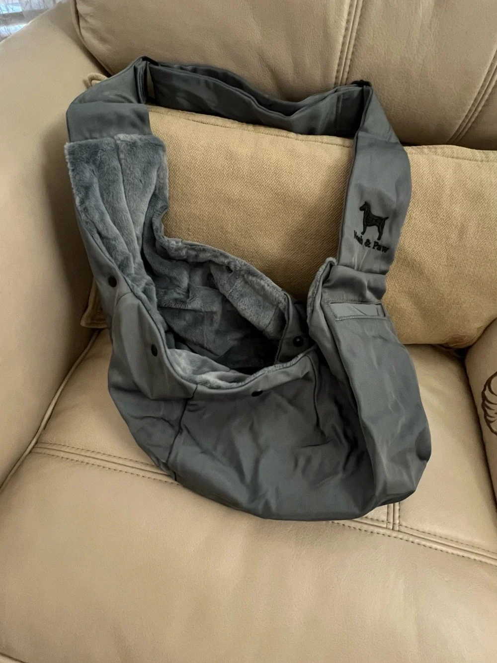 Gray Dog Sling Carrier — Hands-Free Pet Travel
